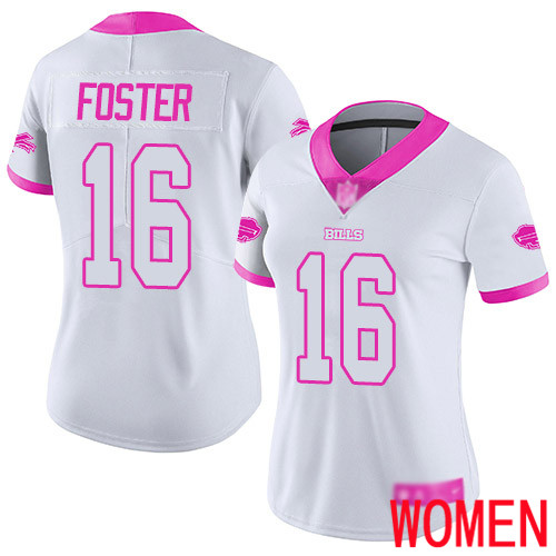 Women Buffalo Bills #16 Robert Foster Limited White Pink Rush Fashion NFL Jersey